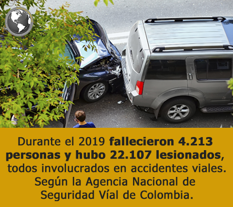 En Colombia hubo más de 4000 fallecidos en 2019 debido a los accidentes de tránsito